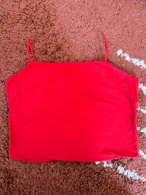 Everlane Red Cropped Stretchy Spaghetti-Strap Tank